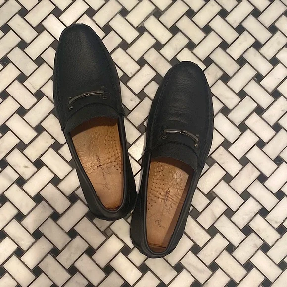 Massimo Matteo Bit Driver Loafer Mens 9.5 Black Leather Moccasin Slip On Luxury Massimo Matteo Bit Driver Loafer Mens 9.5 Black Leather  main image 2